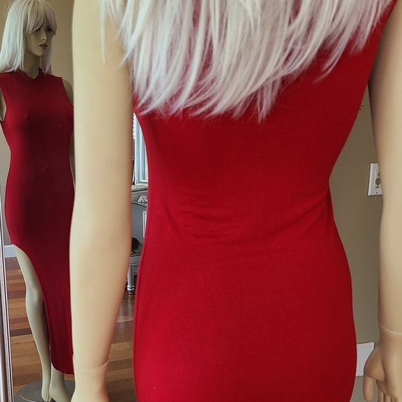 RED TURTLE NECK DRESS - Picture 1 of 9